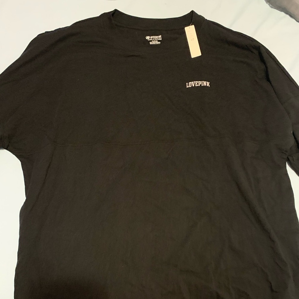 PINK medium long sleeve black top